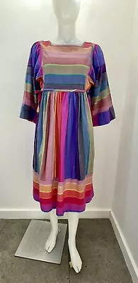 Vintage 60s Maternity Dress Colorful Pockets Tie Sides SZ Small ( SEE FLAWS • $125