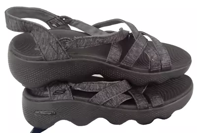 Skechers Go Walk Massage Fit Swirl Black/Gray Women's Sandals Size 7 (New) • $9.99