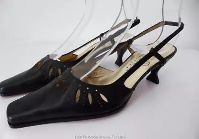 JAIME MASCARO Shoes Black Slingback Made In Spain AU $342 Size 37 AU/US 6 UK 4 • £136.37