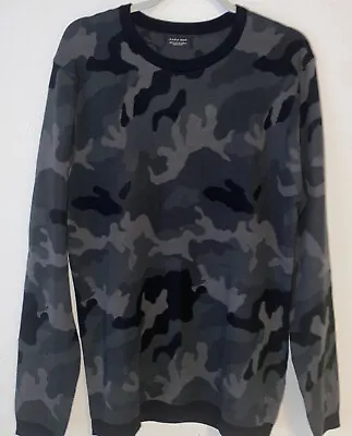 Zara Man Camoflauge Pullover Sweater Size XL Brown Black Long Sleeve • $12.73