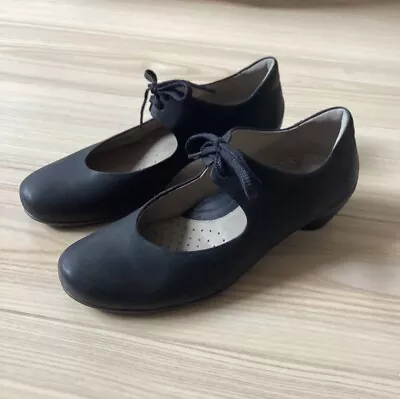 Ecco Womens Black Nubuck Leather Shoes UK6 EU39 Mary Jane Lace Up  • £14.99