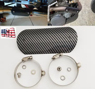 Carbon Fiber Look Motorcycle Exhaust Muffler Middle Pipe Heat Shield Cover Guard • $15.50