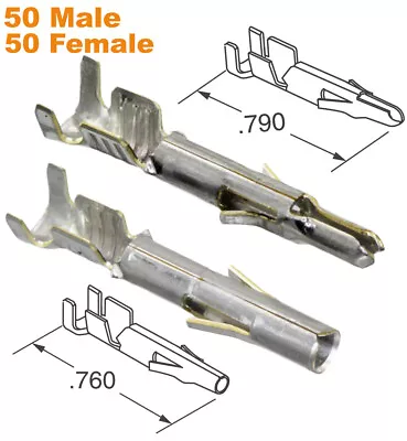 (50 Pair) Molex MLX Male And Female Terminals Accept Gauge /14-20 AWG • $12.99