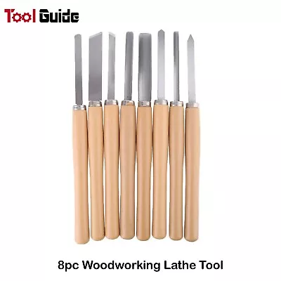 8pc Wood Lathe Chisel Turning Tool Woodworking Gouge Skew Parting Spearpoint Set • $39.56