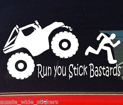 RUN MY STICK FAMILY BNS Aussie 4X4 Wagon UTE Car Funny Stickers 200mm • $6.90