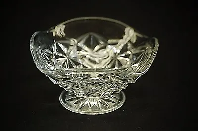 Classic Clear Glass Footed Candy Bowl Diamond Pattern Ruffled Edges Unknown Makr • $16.99