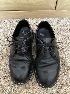 Dr Martens 24757 3 Eye Black Leather Oxford Shoes White Stitching UK Women’s 6 • £25