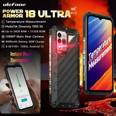 Ulefone Power Armor 18 Ultra 5G Phone IP68 Waterproof 24GB+512GB 108MP 9600mAh  • £323.88