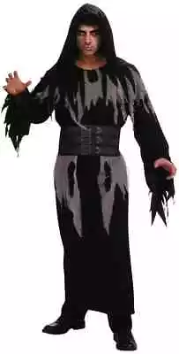 Black Robe Grim Reaper Medieval Gothic Ghoul Fancy Dress Halloween Adult Costume • $50.95