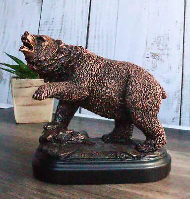 Pawing Wall Street Wild Bear Statue Bronze Electroplated Figurine 5  Tall • $36.99