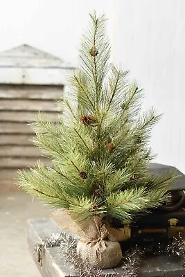 2 Ft. Artificial Pinecones Christmas Tree In A Jute Bag Lancaster Vintage Floral • $38.95