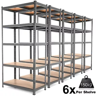 6x 5 Tier Racking Heavy Duty Garage Shelving Storage Shelves Boltless Steel Unit • £142.99