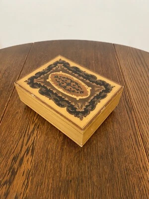 £15 • Buy Vintage Italian Inlaid Wooden Musical Trinket Jewellery Box With Floral Design