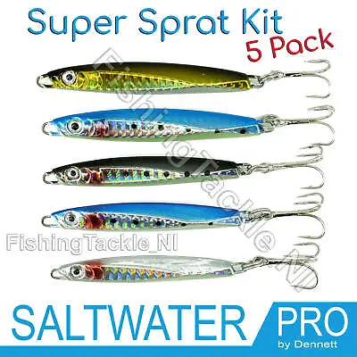 Saltwater Pro Super Sprat Jig Kit - 5 Pack Assorted Sea Fishing Lures - Mackerel • £16.99