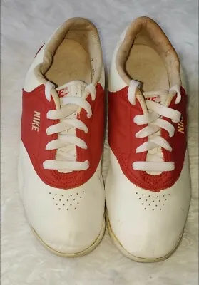 NIKE Vintage Woman's White & Red Shoes #860911 KC Size 7 1980s Saddle Shoes • $339.67