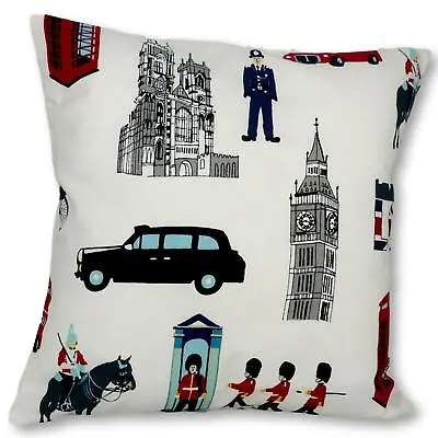 Handmade Cushion Cover In Prestigious Capital London Guard Taxi Horse BigBen • £7.45