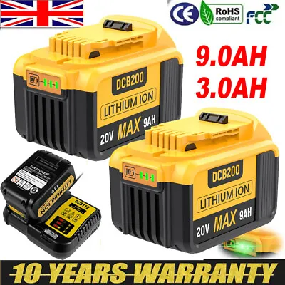 For DEWALT DCB184 18V 8.0Ah 9.0Ah XR Li-ion Slide Battery For DCB182 /Charger • £60.98