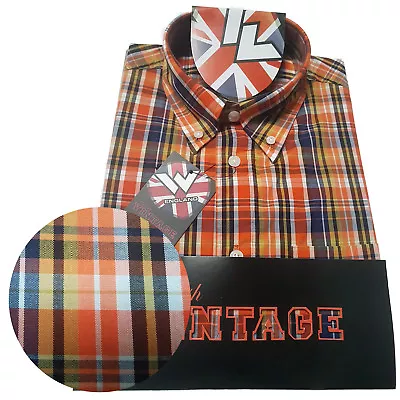 Warrior UK England Button Down Shirt REED Slim-Fit Skinhead Mod Retro S Or 3XL • £34.90