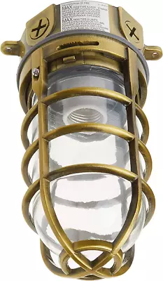 Vapor Tight Light Fixture Explosion Proof Style Ceiling Mount Cage Brass 150W • $42.39