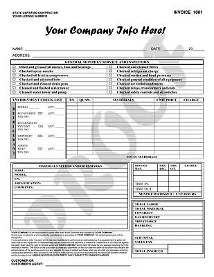 Air Conditioning & Heating Carbonless Job Work Order Form / Invoice 2-Part NCR • $120