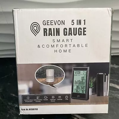 Geevon Wireless Rain Gauge 5 In 1 Self-Emptying Rain Collector Monitoring • $34.99