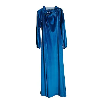 NWT Vtg 70s Halston IV Dorian Velvet Drawstring Neck Dress W Pockets Robe Gown  • $499