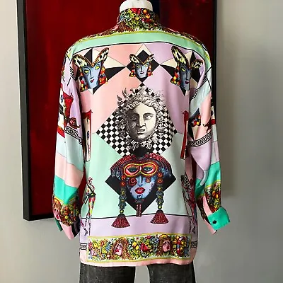 GIANNI VERSACE Silk Shirt With Iconic Baroque Print Size IT 54 From S/S 1992 • $2882.49