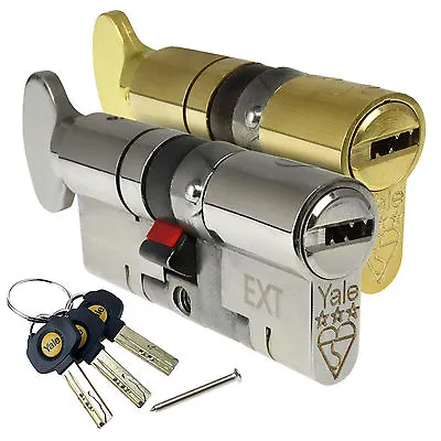 Yale Door Lock Cylinder Thumbturn Platinum Euro TS007 3 * Star Anti Snap Barrel • £65.88