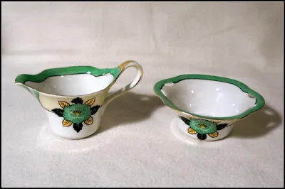 Vintage Noritake Art Deco Cream And Sugar Floral Design And Gold Accents #S060 • $19.99