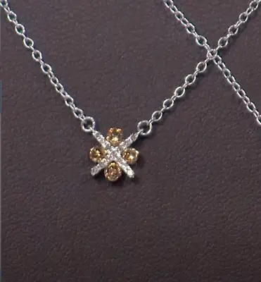 Colleen Lopez 0.33ctw Champagne & White Diamond  X&O  Starburst 18  Necklace • $102.47