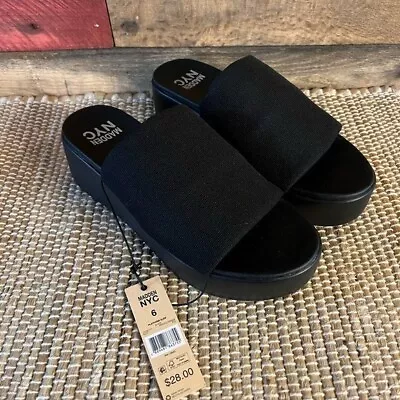 Madden NYC‎ Black Platform Slide Sandals Size 11 • $21