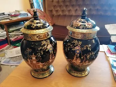 Pair Of Beautiful Large Oriental Style Jars By Maling • £20