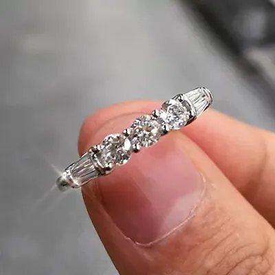 $2.01 • Buy 925 Silver Ring Simple Women Cubic Zircon Jewelry Engagement Sz 6-10