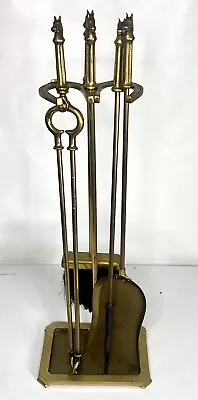 Mid Century Equestrian Brass Horse Head Fireplace Tool Set • $245