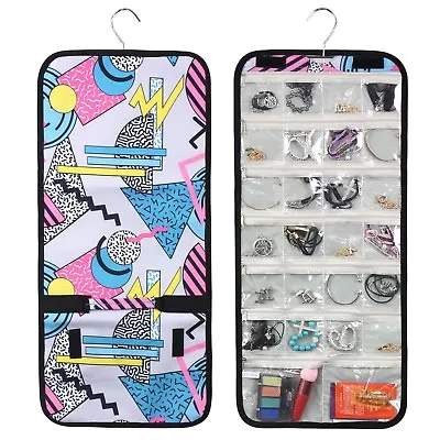 Jewelry Hanging Travel Organizer Jewelry Roll Up Bag Case Storage Holder Zippers • $12.95