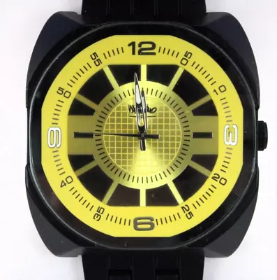 Mossimo MM90290 Black Yellow Men's Large Face Watch New Battery Works AA78 • $20