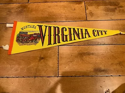 Vintage VIRGINIA CITY WELLS FARGO MONTANA FELT Pennant 27  RARE • $24.99