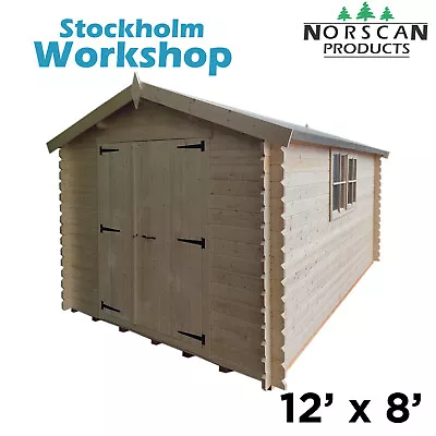 12' X 8' 28mm Log Cabin Workshop Shed Garden Building • £1699