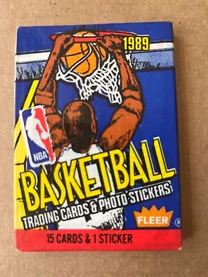1989-90 Fleer Basketball Sealed Wax Pack With 1 Sticker • $0.99