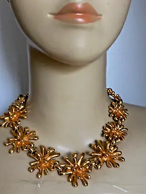 Iconique Vintage French Christian Lacroix Necklace - Golden Anemone - 17  • $979.30