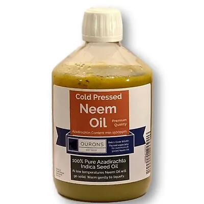 Neem Oil - Premium 1500pm Azadirachtin Cold Pressed Pure Quality 500ml • £14.99