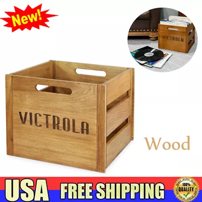 Vinyl Record Storage Box Organizer Record Crate Holder Album Display Wooden US • $20.57