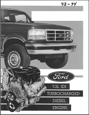 Engine Manual Ford F-250 1993 1994 7.3 IDI Turbocharged Diesel Engine • $19.97