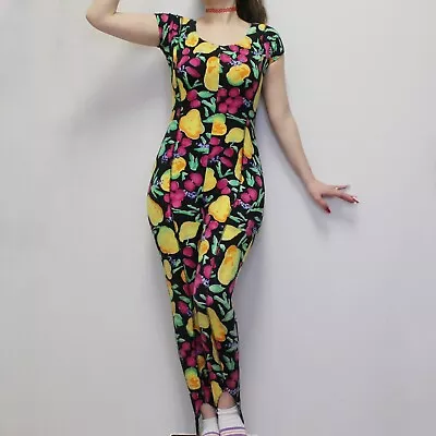 Vintage 80s Funky Fruit Fitted Jumpsuit By Recent Works • $86