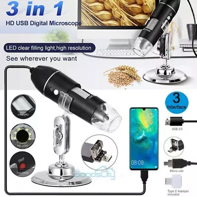 1600X USB Digital Microscope For Electronic Accessories Coin Inspection W/ Stand • $21.79