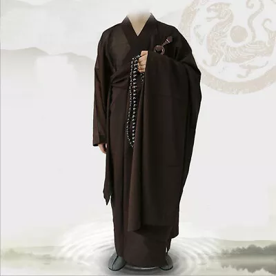 Women Men Shaolin Buddhist Monk Manyi Kesa Robes Coffee Lay Meditation Gown Gift • $31.25