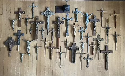 Large Lot Of 38 Rare Antique & Vintage Nuns Convent / Church Crucifixes Cross • $42
