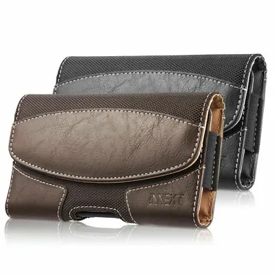 Horizontal Leather Cell Phone Pouch Holster Holder With Belt Clip Cover Case • $9.99