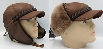 REAL SHEEPSKIN SHEARLING LEATHER Winter Hat Trapper Ushanka S-3XL TOFFEE BROWN • $28