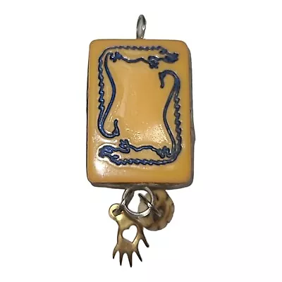 Vintage Butterscotch Bakelite Mahjong Tile Pendant Charm Crocodiles Alligators • $27.60